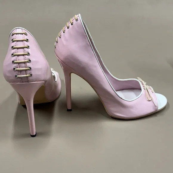 Highest Heel Collection Pink Peep-Toe Stiletto Heels - Picture 6 of 13